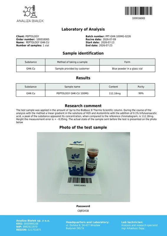 GHK-Cu 100 mg – peptidă de cupru (tripeptidă Gly-His-Lys) – imagine 2