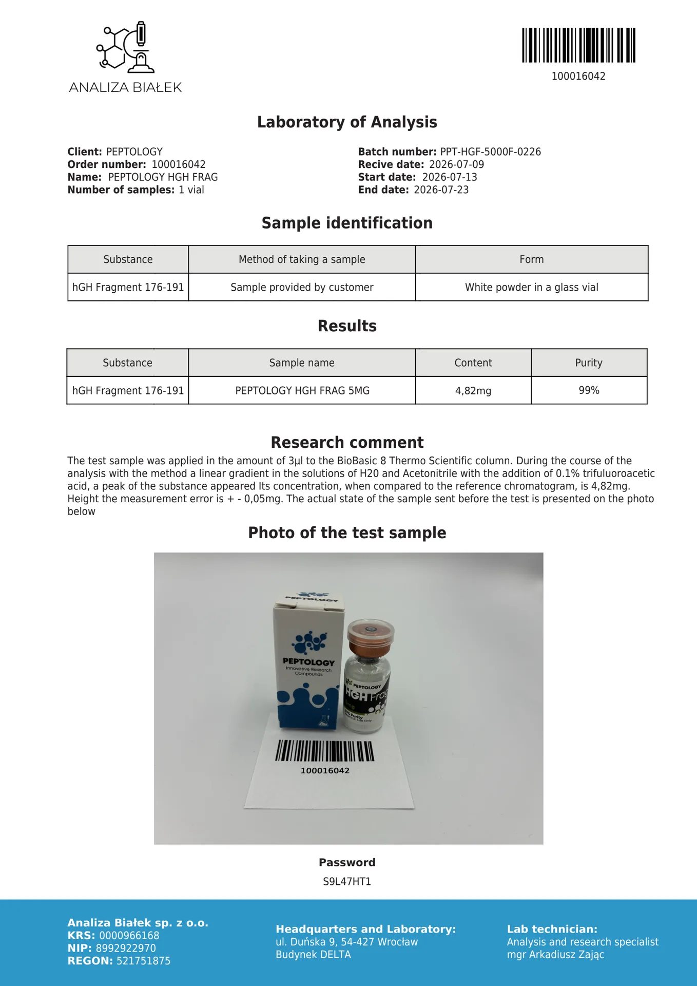 Fragment HGH 5mg – Fragment de hormon de creștere 176-191 – imagine 2