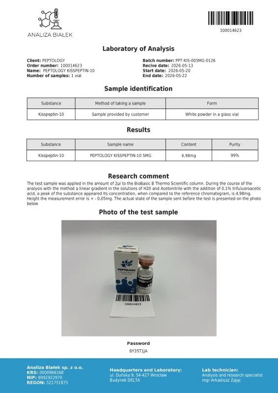 Kisspeptin-10 5 mg – Decapeptidă, agonist KISS1R (GPR54) – imagine 2