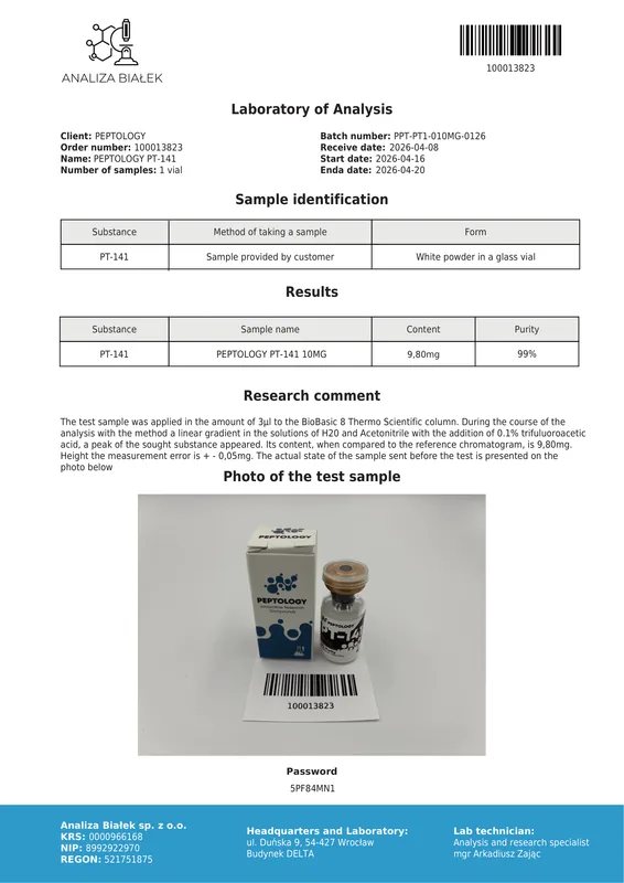 PT-141 (Bremelanotide) 10 mg – Agonist al receptorilor melanocortinici – imagine 2