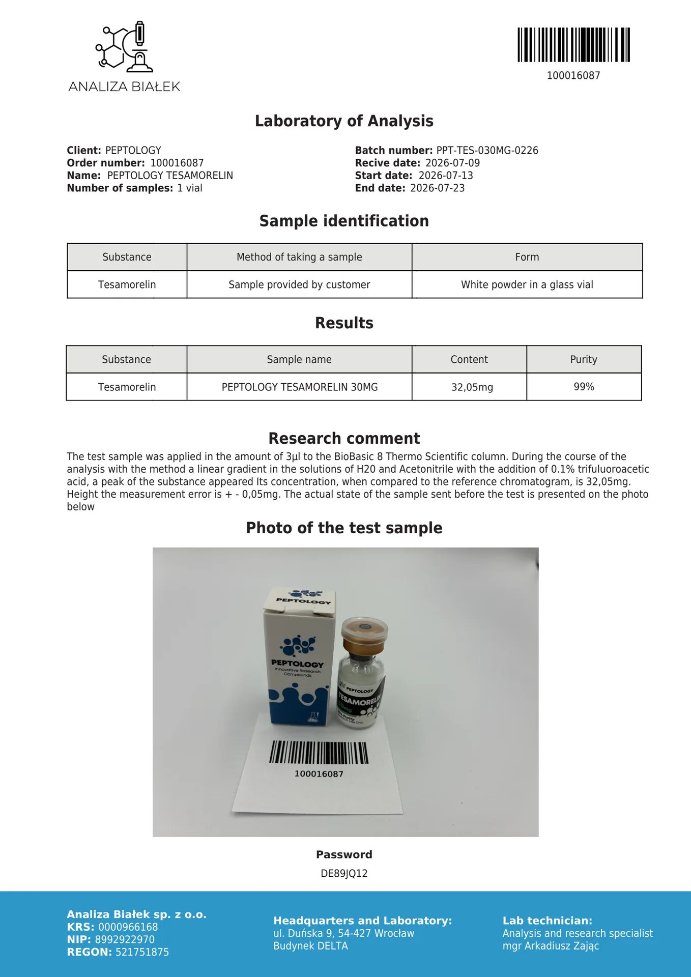 Tesamorelin 10 mg / 30 mg – analog GHRH – imagine 3